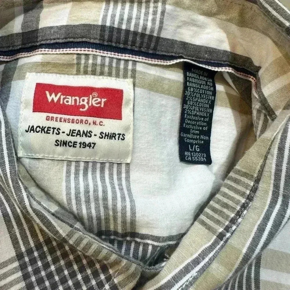 Wrangler Men’s Long Sleeve Button Down Plaid Shirt Size L - Picture 3 of 4